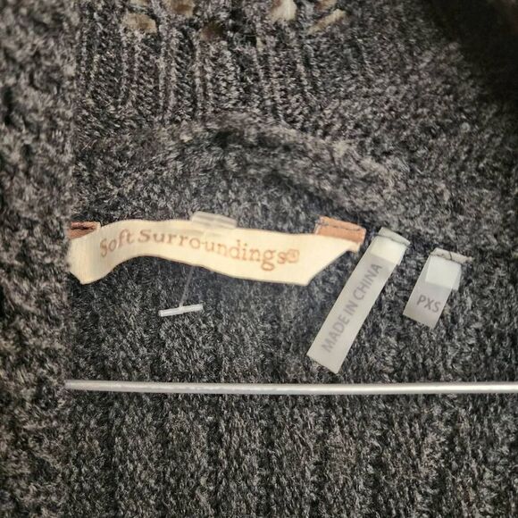 Soft Surroundings Gray Shimmer Cinched Back Flowy Holiday Cardigan Size Petite X - Picture 2 of 10